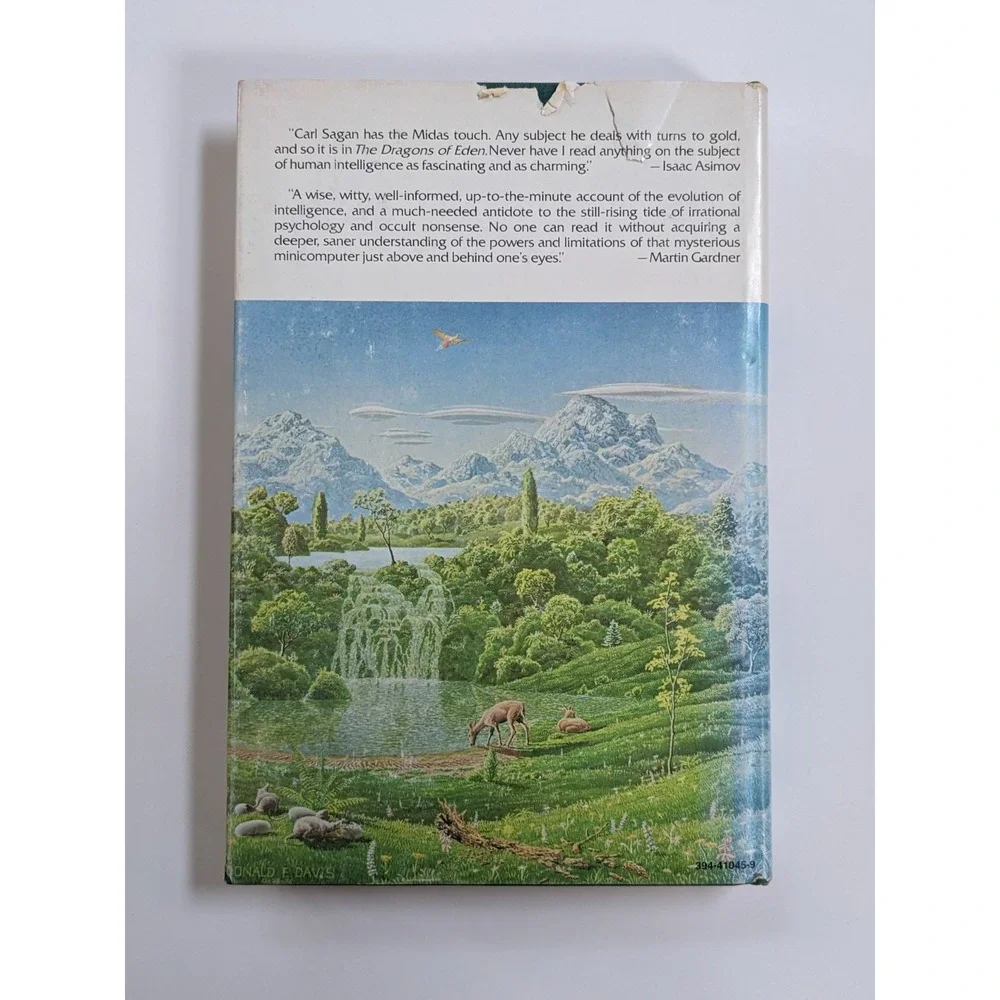 The Dragons of Eden Carl Sagan 1977 First Edition 4th Printing Hardcover w/ DJ G